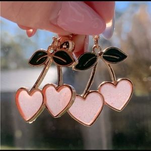 sold out cherry heart shaped gold earrings!